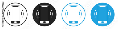 phone vibration flat icon set