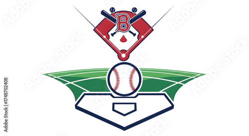 Baseball Diamond Home Plate Sport Game Icon Logo Design Black Red and Green