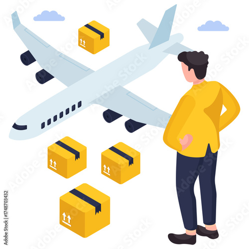 Unique design illustration of air cargo