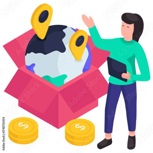 A perfect design illustration of global delivery location 