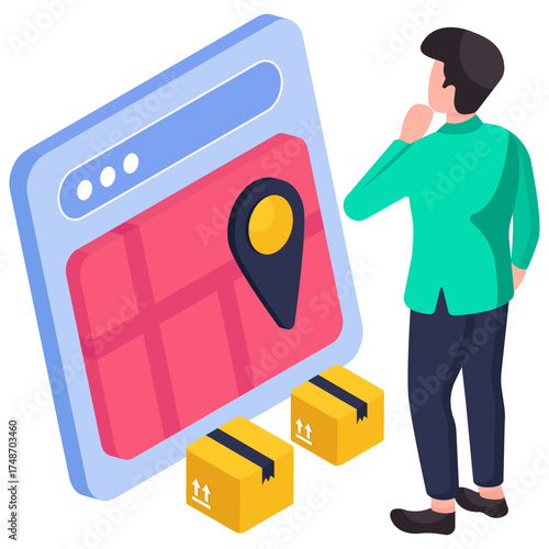 An illustration design of online parcel location 