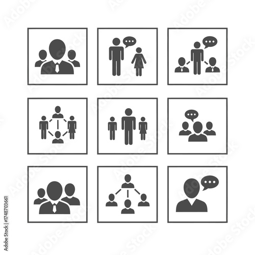 Connected Individuals: A collection of minimalistic illustrations showcasing diverse social connections and professional networking concepts. 