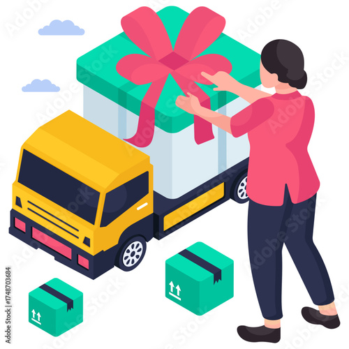 Trendy vector design of gift delivery 