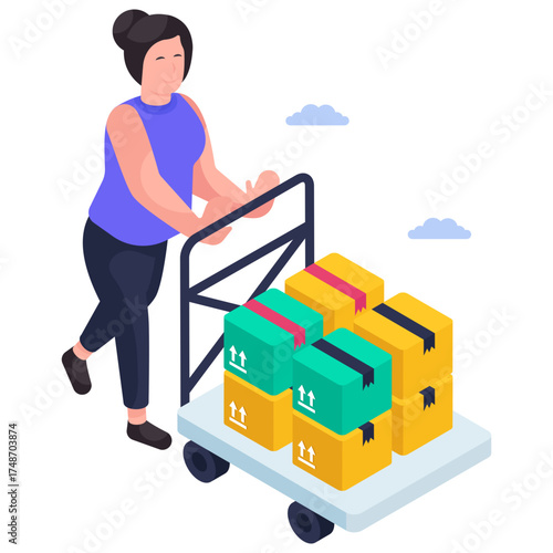 Premium download illustration of luggage cart