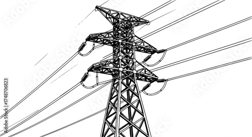 Outline vector illustration of a high-voltage transmission tower
