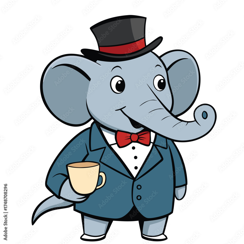 Fototapeta premium Anthropomorphic Elephant in Suit Vector