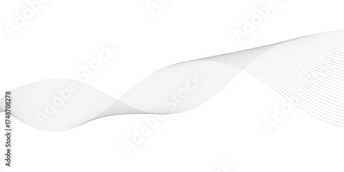 Abstract wavy grey stream element for design on transparent background isolated. frequency sound wave lines, technology, data science, business wave line background. Vector illustration.	