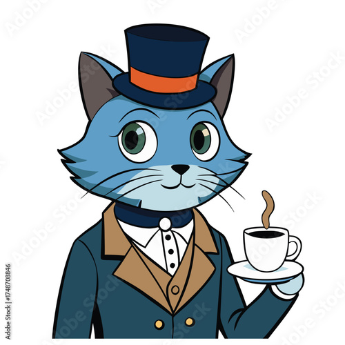 Anthropomorphic Cat in Suit Vector