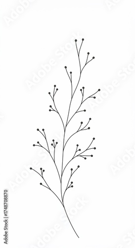Minimalist Botanical Elegance: A delicate, minimalist illustration of a slender plant, featuring intricate lines and subtle details, ideal for conveying a sense of serenity.