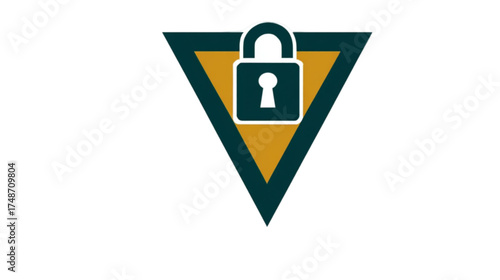 Free Download Security padlock icon inside a triangular shield symbol. - GFXLoad