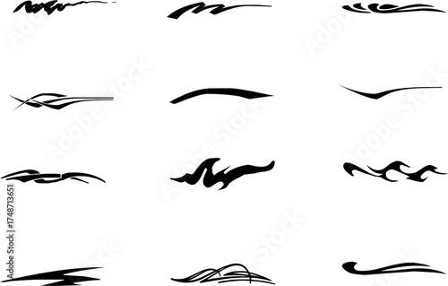 Abstract Black Flame Swirl Tattoo Style Vectors for Decorative Borders, Logos, and Artful Design