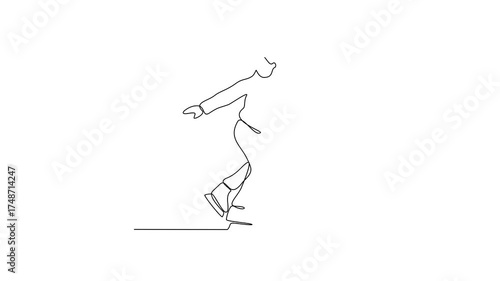 Animated self drawing of ice skating video design illustration. Ice skating is the self-propulsion and gliding of a person across an ice surface, using ice skates. Sport theme design video concept.