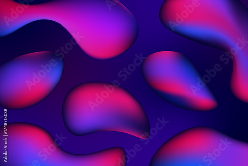 vector trend modern minimalism abstract blue purple violet pink background with 3D bubbles