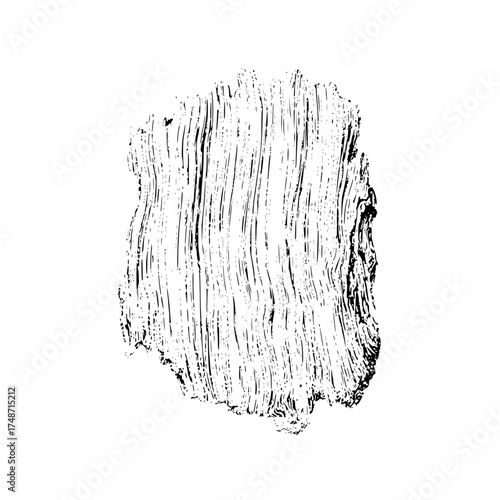 A black and white illustration of a twisting tree branch with smaller twigs extending outward on white