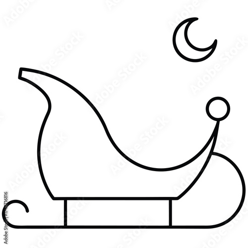 santa s sleigh and moon silhouette vector icon