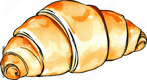 Watercolor vector illustration of a croissant.