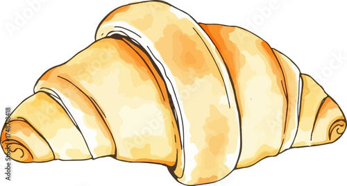 Watercolor vector illustration of a croissant.