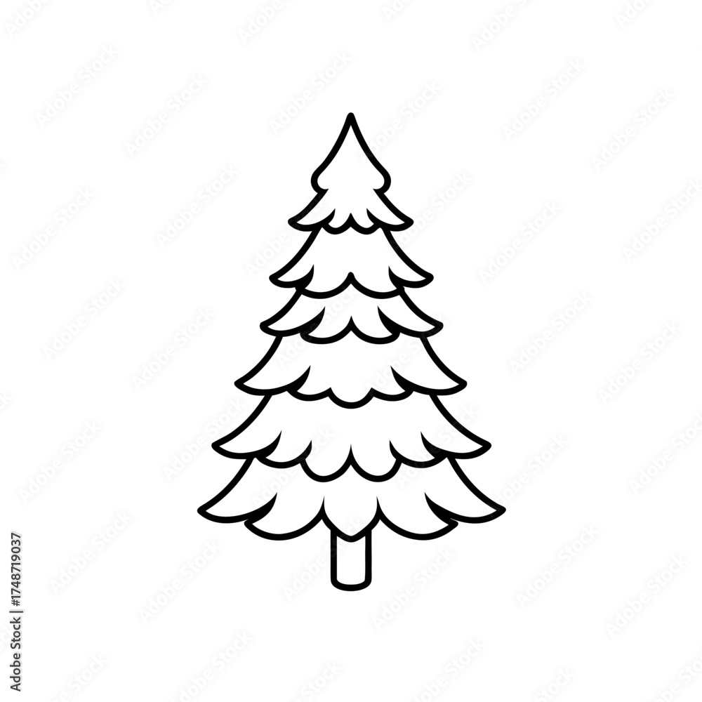 Obraz premium Simple outline of a fir tree