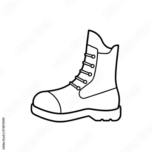 Outline of a laced work boot
