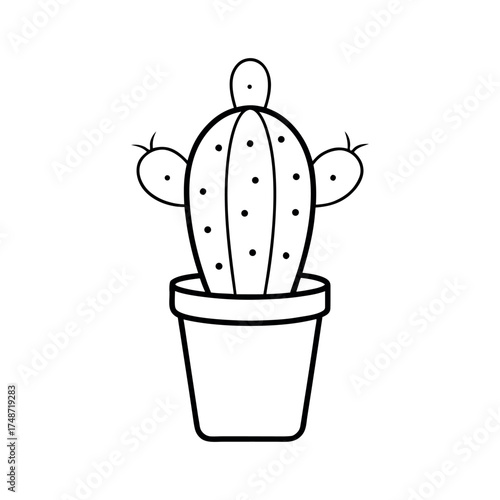 Cactus in Pot Outline Coloring Page
