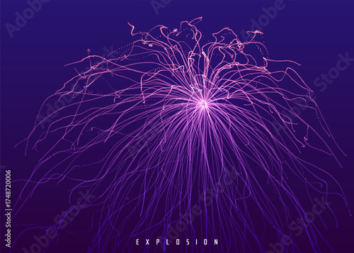 Point explode. Dynamic particles. Abstract background. Vector illustration for brochure, poster, presentation, flyer or banner.