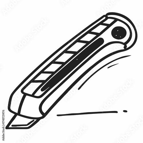 Utility knife in a simple line art style with black outline  