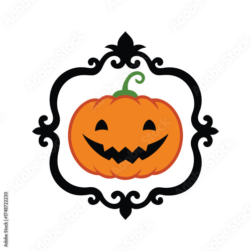 cute halloween pumpkin border design in vector style