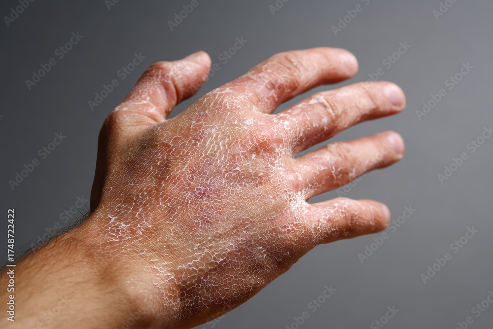 Fototapeta premium Hand skin shedding from an allergic response