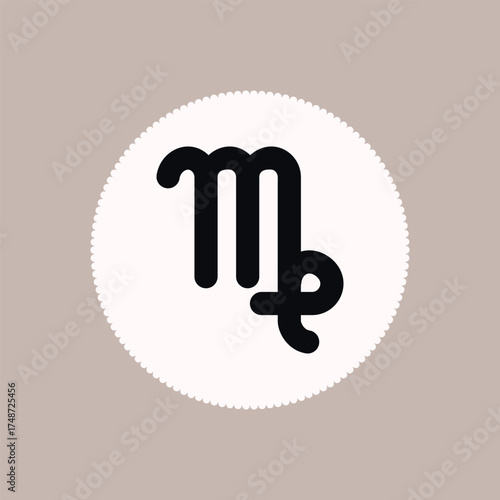 Zodiac horoscope. Virgo astrological icon symbol. Stylized star sign esoteric. Simple line vector illustration.