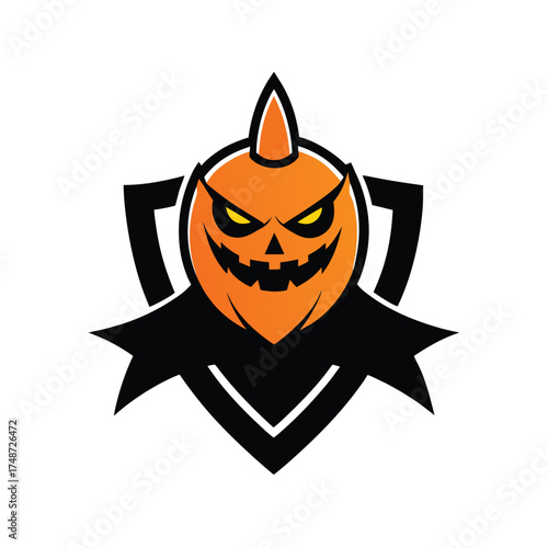 Halloween pumpkin warrior mascot logo design