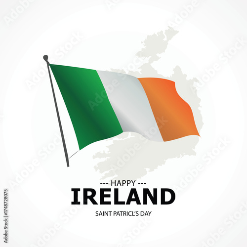 Ireland Saint Patricks Day post illustration on white background