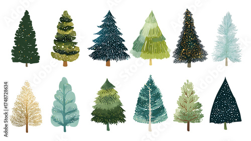 christmas trees set