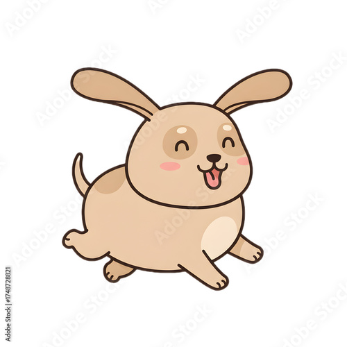 Kawaii Puppy Running or Skipping with Joyful Expression Clipart