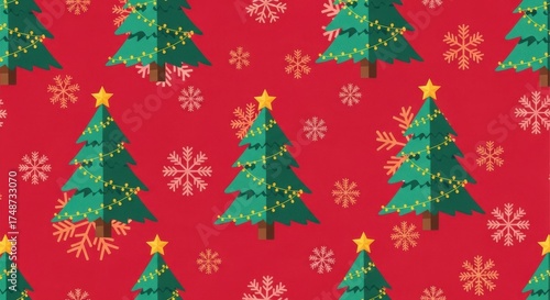 Festive christmas trees and snowflakes seamless pattern for holiday decorations and design projects
