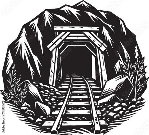 Tunnel entrance silhouette vector art file