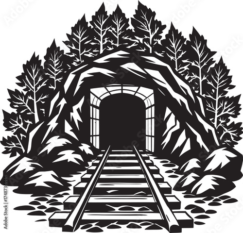 Tunnel entrance silhouette vector art file
