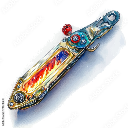 watercolor vector of Soldering Iron, isolated on a white background.