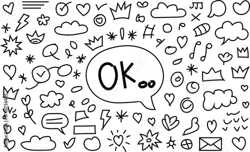 Cute doodle elements hand drawn in vector style for design