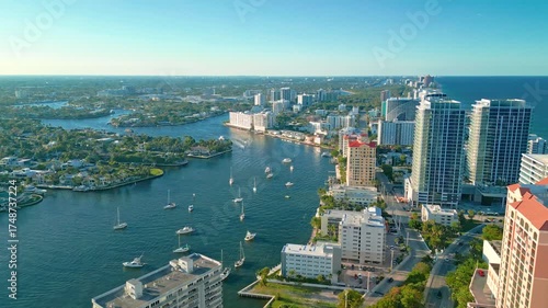 Beautiful Aerial View of Las Olas Riverfront and Downtown Fort Lauderdale