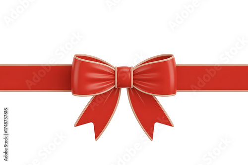 Elegant red bow and ribbon, conveying celebration, gifting, or decorative festive elements.