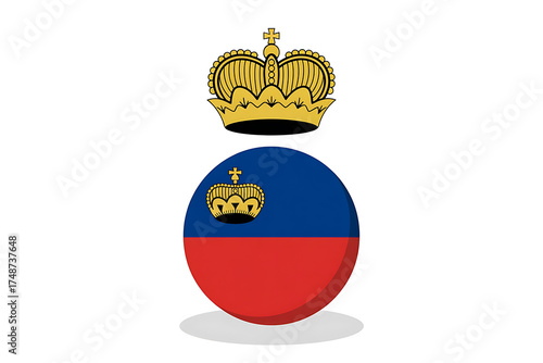 Free Download A circular flag with red and blue sections, topped by a golden crown, representing national identity and heritage. - GFXLoad