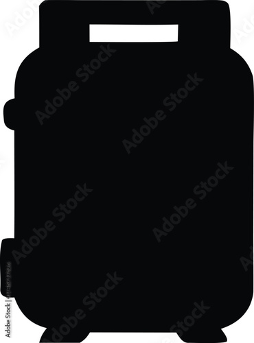 Black silhouette of a portable air compressor isolated on white background