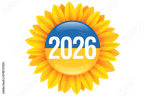 Bright sunflower with a blue center displaying 