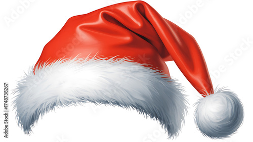Festive red hat with white trim, embodying holiday cheer and winter celebrations.