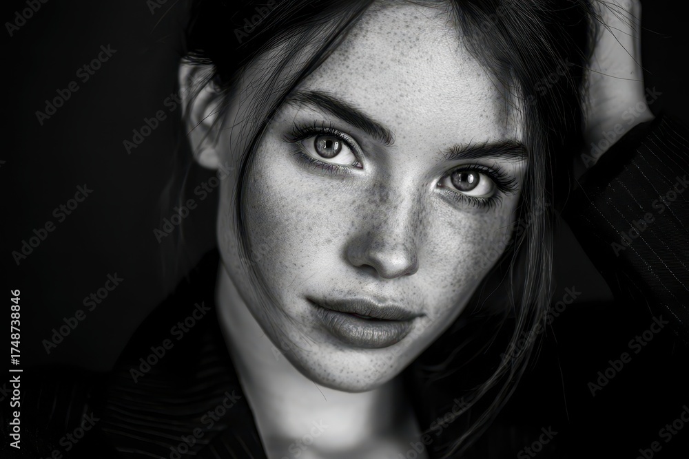 Fototapeta premium Dramatic monochrome image of an attractive young woman