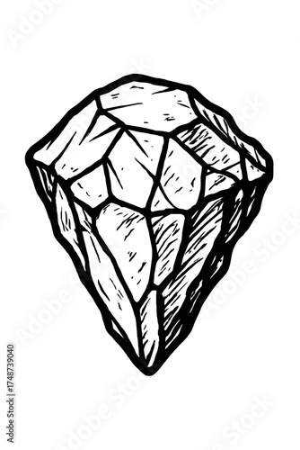 Hand-Drawn Rough Diamond Vector Illustration - Unique Gemstone Symbol for Quality and Rarity