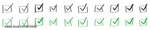 Green and black check mark icon. Check mark vector icon. Checkmark Illustration. Vector symbols set ,green checkmark isolated on white background. Correct vote choise isolated symbol.
