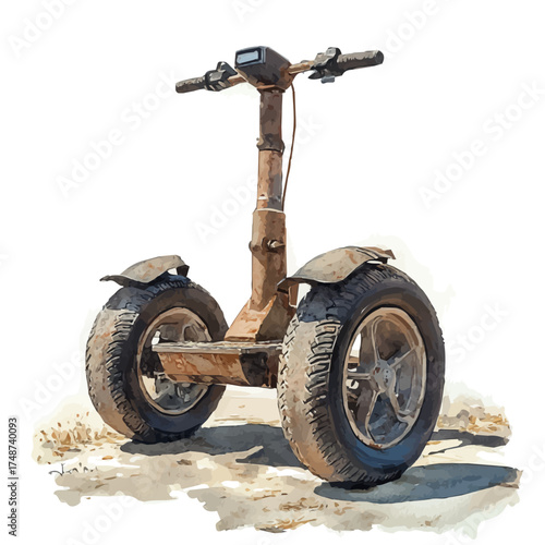 Segway, watercolor clipart vector, isolated on a white background.