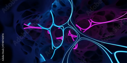 An abstract blue background with flowing bubbles and a hint of purple light suggests energy and motion