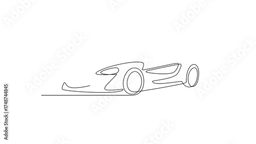 Animated self drawing of Sports Car video design illustration. Sports Car theme design concept in simple linear continuous line style. Great design for business purpose and community event campaign